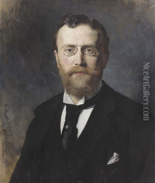 Portrat Eines Bartigen Mannes Oil Painting - Heinrich von Angeli
