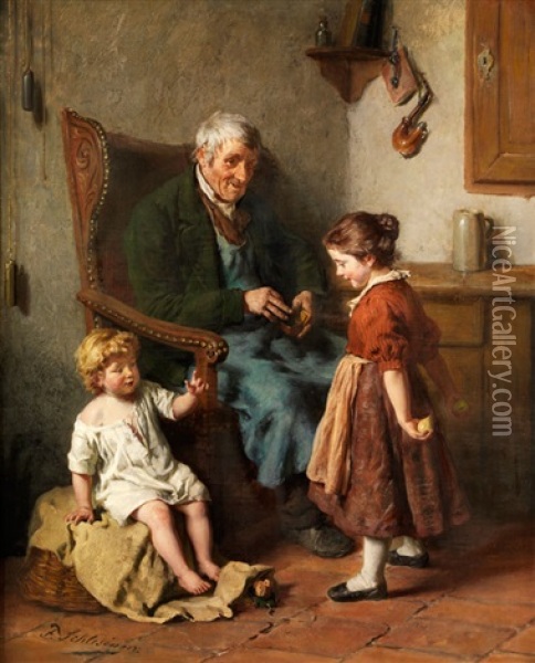 Beim Grossvater Oil Painting - Felix Schlesinger