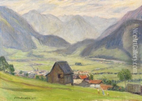Blick Ins Tal (hindelang) Oil Painting - Otto Modersohn
