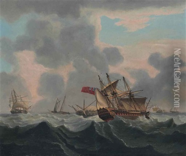 The Storm After The Battle Of Trafalgar Oil Painting - Charles Martin Powell