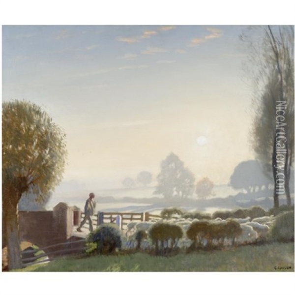 The Shepherd Boy, Sunrise Oil Painting - Sir George Clausen