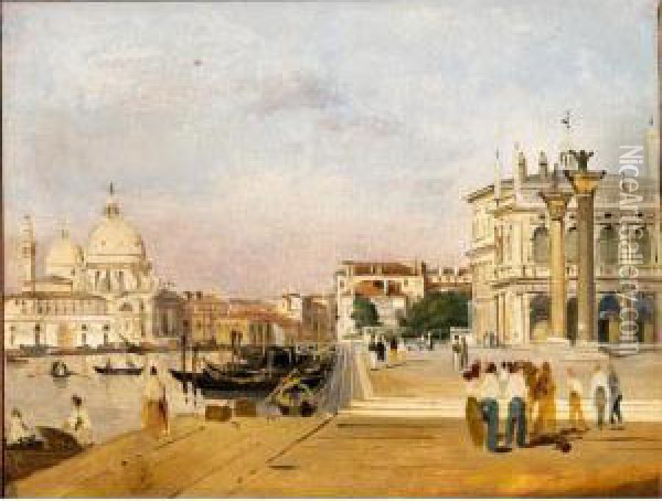 Venezia, Il Molo Verso Ovest Oil Painting - Ippolito Caffi