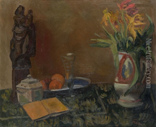 Still Life With A Statue Oil Painting - Adolphe Aizik Feder