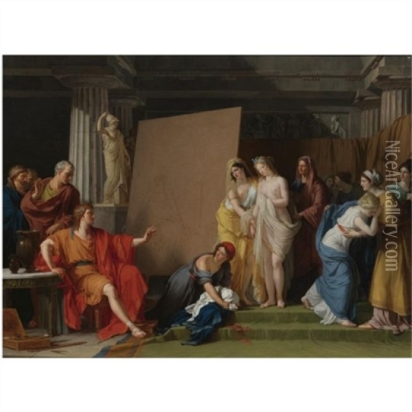 Zeuxis Choosing His Models For The Image Of Helen From Among The Girls Of Croton Oil Painting - Francois Andre Vincent