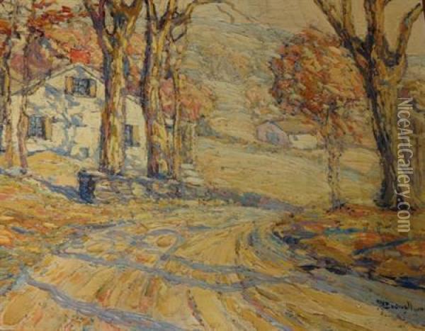 Connecticut Road In Autumn Oil Painting - Arthur Bodwell Van Zile