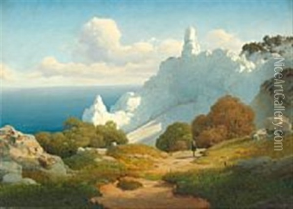 View Of Sommerspiret, Mon's Cliff Oil Painting - Thorald Brendstrup
