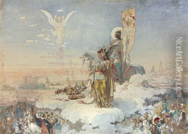 The Coronation Of Alexander Iii Oil Painting - Mikhail Mikishichin