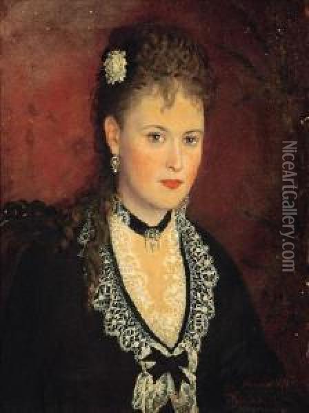 Portret Pieknej Damy Oil Painting - Wincenty Slendzinski