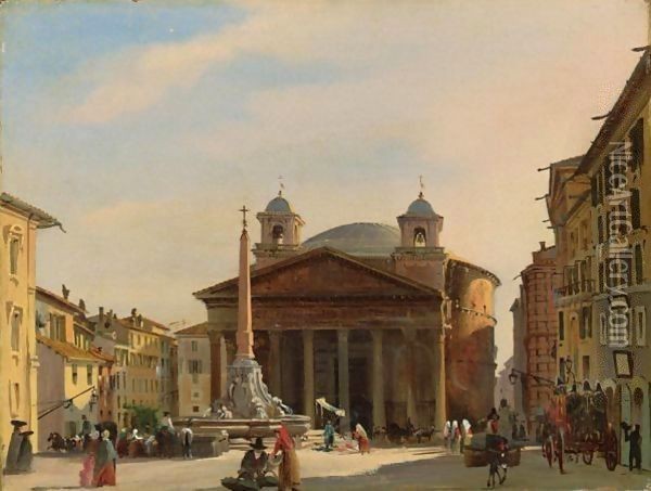 The Pantheon, Rome Oil Painting - Ippolito Caffi