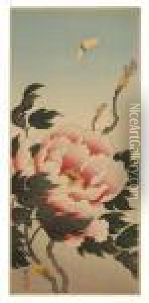 Butterfly And Peonies Oil Painting - Ohara Koson