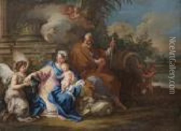 The Rest On The Flight To Egypt Oil Painting - Sebastiano Conca