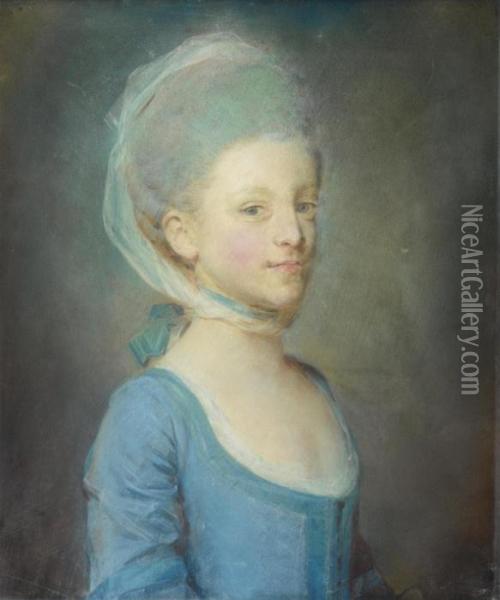Portrait D'une Jeune Femme Coiffee D'une Fanchon De Gaze Rayee Oil Painting - Jean-Baptiste Perronneau