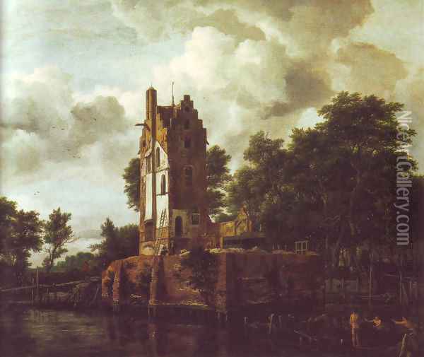 Reconstruction of the ruins of the manor kostverloren Oil Painting - Jacob Van Ruisdael