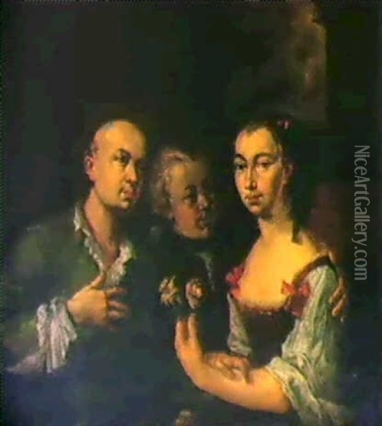 Vermutliches Verlobungsbild Des Malers Paul Troger. Oil Painting - Philipp Haller