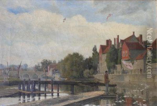 A View At Stourport Oil Painting - Henry John Yeend King