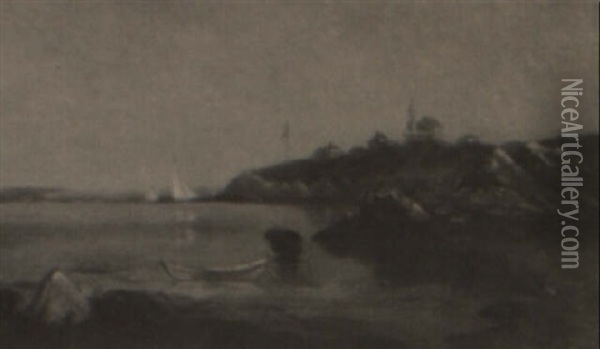 Harbor Scene: Marblehead Neck Oil Painting - Samuel Lancaster Gerry