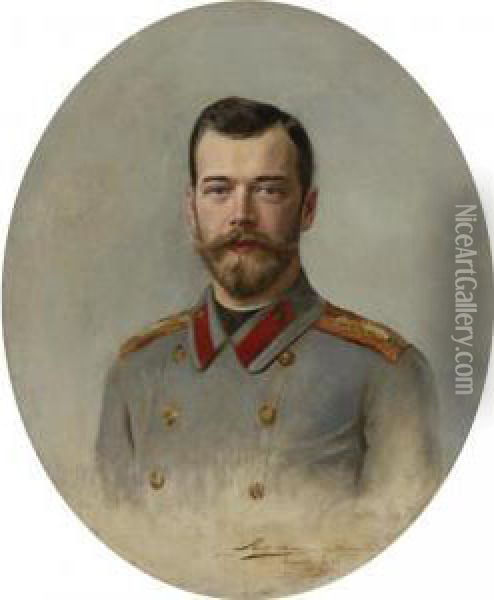 Portrait Of Tsar Nicholas Ii Oil Painting - Ernst Friedrich von Liphardt