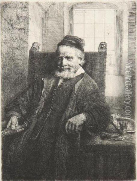 Jan Lutma, Goldsmith (b., Holl. 276; H. 290; Bb. 56-c) Oil Painting - Rembrandt Van Rijn