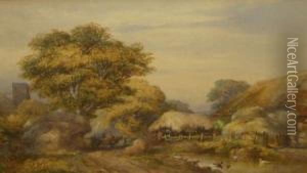 Rustic Farming Scene Oil Painting - Henry Clarke Pidgeon