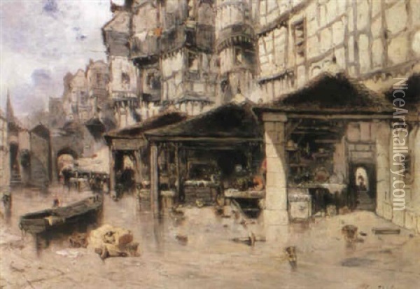 Au Marche  De Strasbourg Oil Painting - Eugene Deshayes