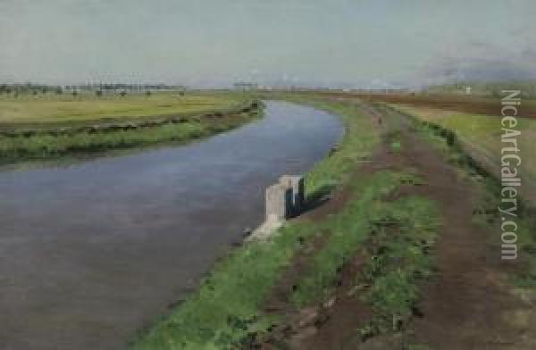 Bord D'un Canal, Pres De Naples Oil Painting - Gustave Caillebotte