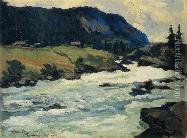 River Rapids Oil Painting - Jonas Lie
