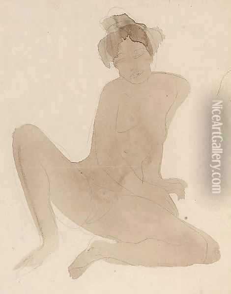 Femme nue assise aux jambes ecartees Oil Painting - Auguste Rodin