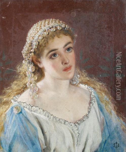 Portrait Of A Young Girl Oil Painting - John Robert Dicksee