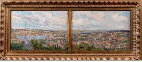 Vue Panoramique D'istanbul Oil Painting - Albert Gautier