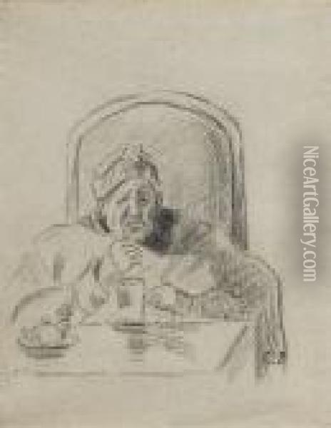 Portrait Of The Artist's Mother (recto) Botanical Studies (verso) Oil Painting - Camille Pissarro