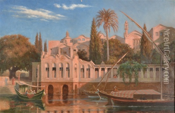 The Palace On The Nile, Cairo Oil Painting - Johann-Ludwig Rudolf Durheim
