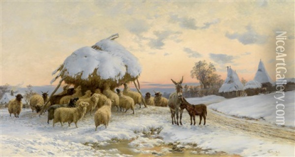 Winterzeit Oil Painting - Bela Pallik
