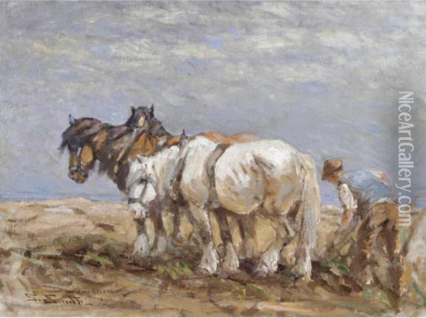 The Plough Team Oil Painting - George Smith