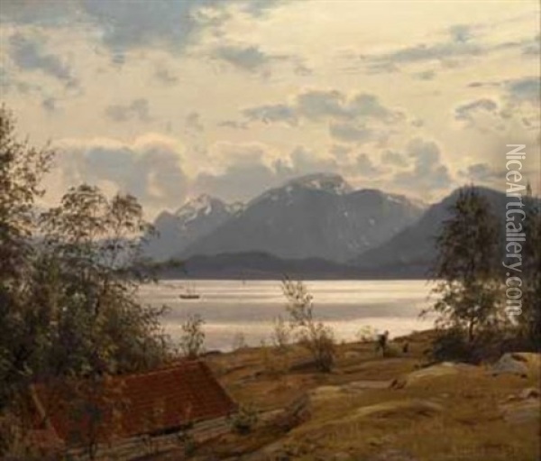 Fra Tevoen Indlobet Til Hardanger Oil Painting - Amaldus Clarin Nielsen