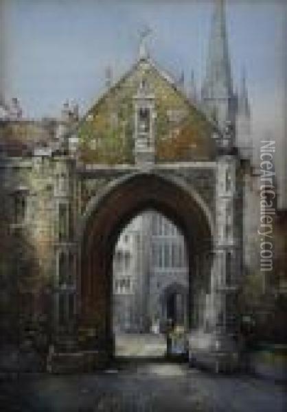 Erpingham Gate, Norwich Oil Painting - Noel Harry Leaver