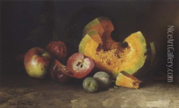 Stilleben Mit Apfel, Kurbis Und Zwetschken Oil Painting - Pal (Paul) Boehm