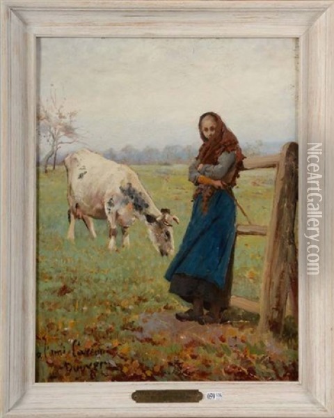 Vachere A La Barriere Oil Painting - Alberic-Victor Duyver