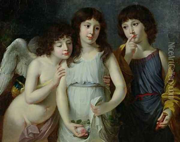 The Three Children of Monsieur Langlois Oil Painting - Robert-Jacques-Francois-Faust Lefevre