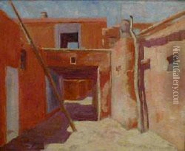 Zuni Pueblo, Noon Oil Painting - Frank Reed Whiteside