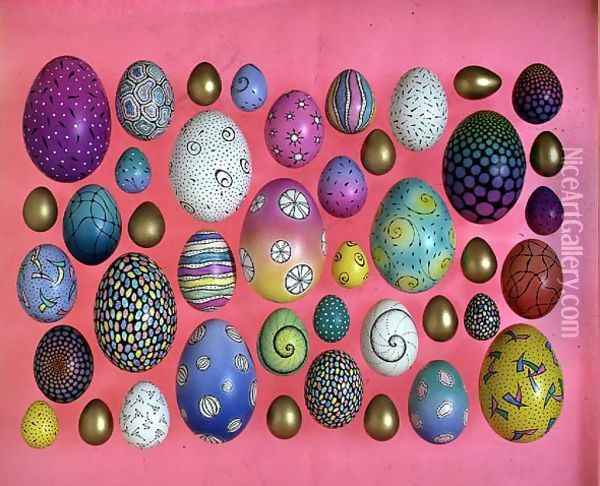 Painted eggs 3 Oil Painting - Cathy Usiskin