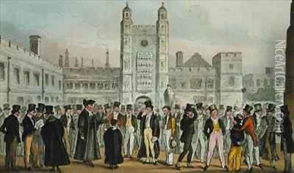 First Absence or Etonians Answering Morning Master Roll Oil Painting - Isaac Robert Cruikshank