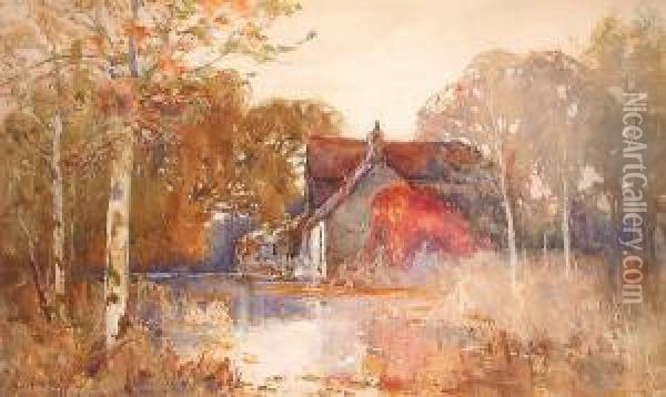 River Landscape Oil Painting - George Charles Haite