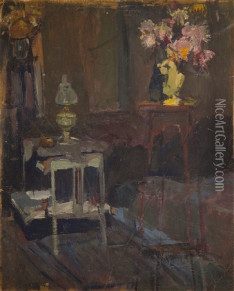Interior Oil Painting - Stanislaw Kuczborski