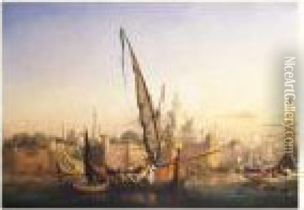 Vue De Constantinople Oil Painting - Jules Achille-Noel