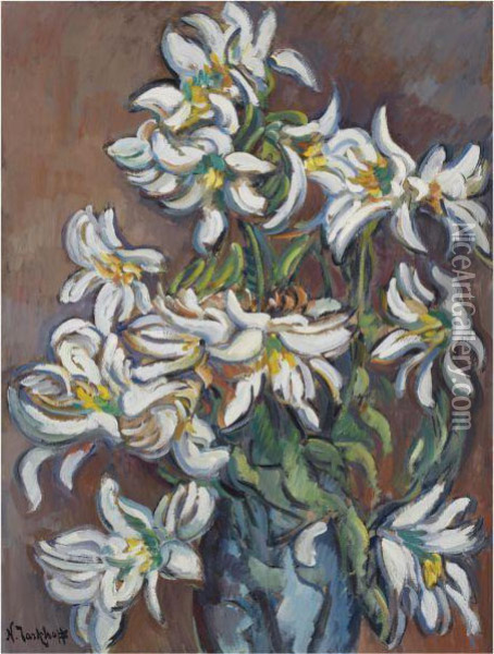 White Lilies Oil Painting - Nikolai Aleksandrovich Tarkhov