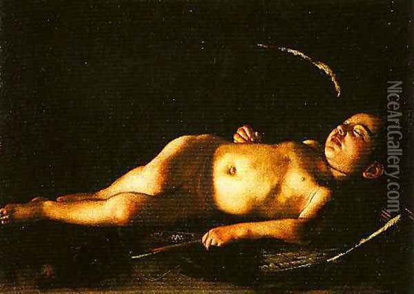 Sleeping Cupid Oil Painting - Michelangelo Merisi Da Caravaggio