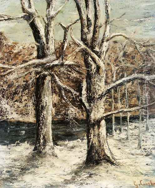 Woods in the Snow Oil Painting - Gustave Courbet