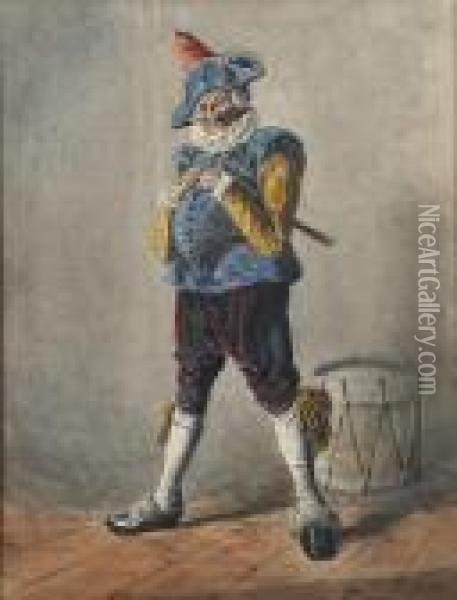 A Portrait Of A Drummer Oil Painting - Jean-Louis-Ernest Meissonier