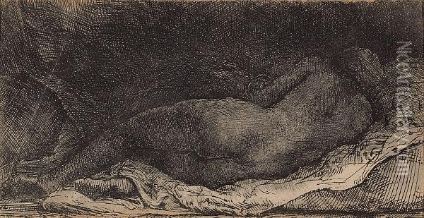 A Negress Lying Down Oil Painting - Rembrandt Van Rijn