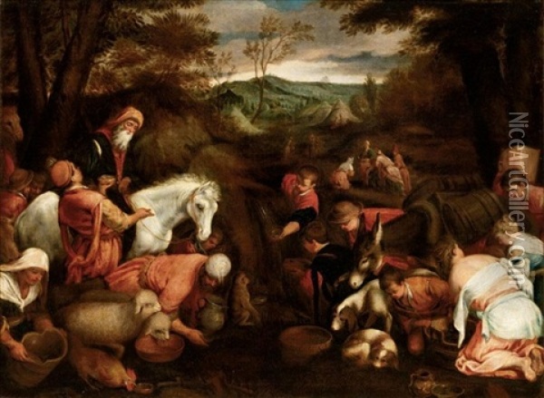 Gli Israeliti Bevono L'acqua Miracolosa Oil Painting - Jacopo dal Ponte Bassano